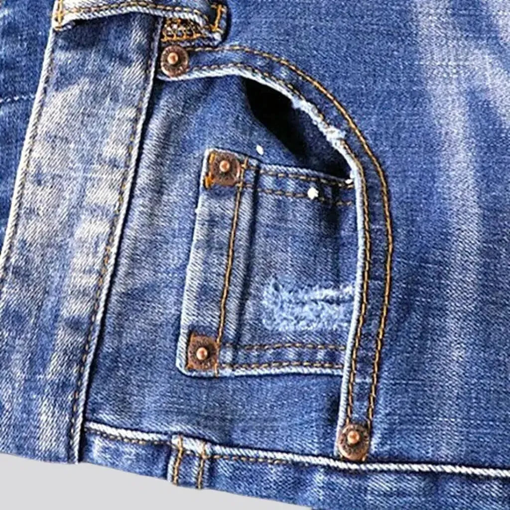 Sanded medium men's wash jeans