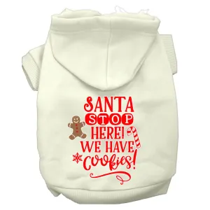 Santa, We Have Cookies Screen Print Dog Hoodie Cream Xxl