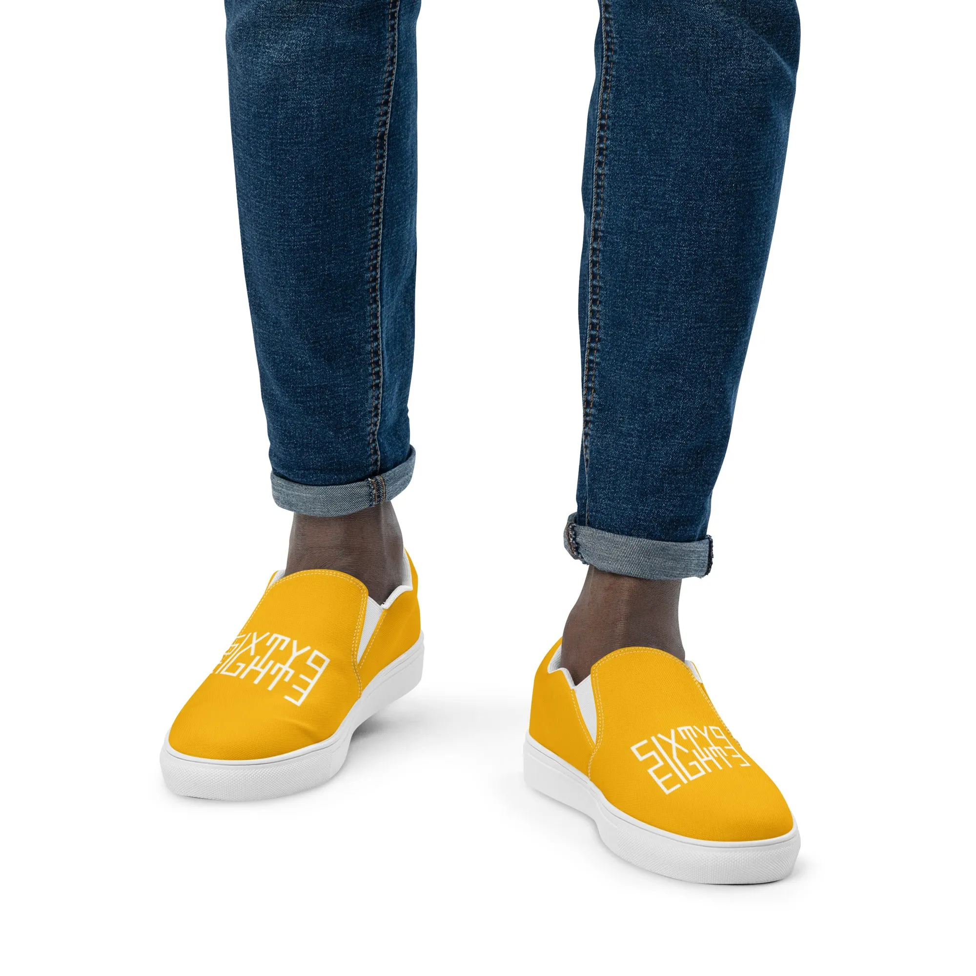 Sixty Eight 93 Logo White & Orange Men's Slip On Shoes
