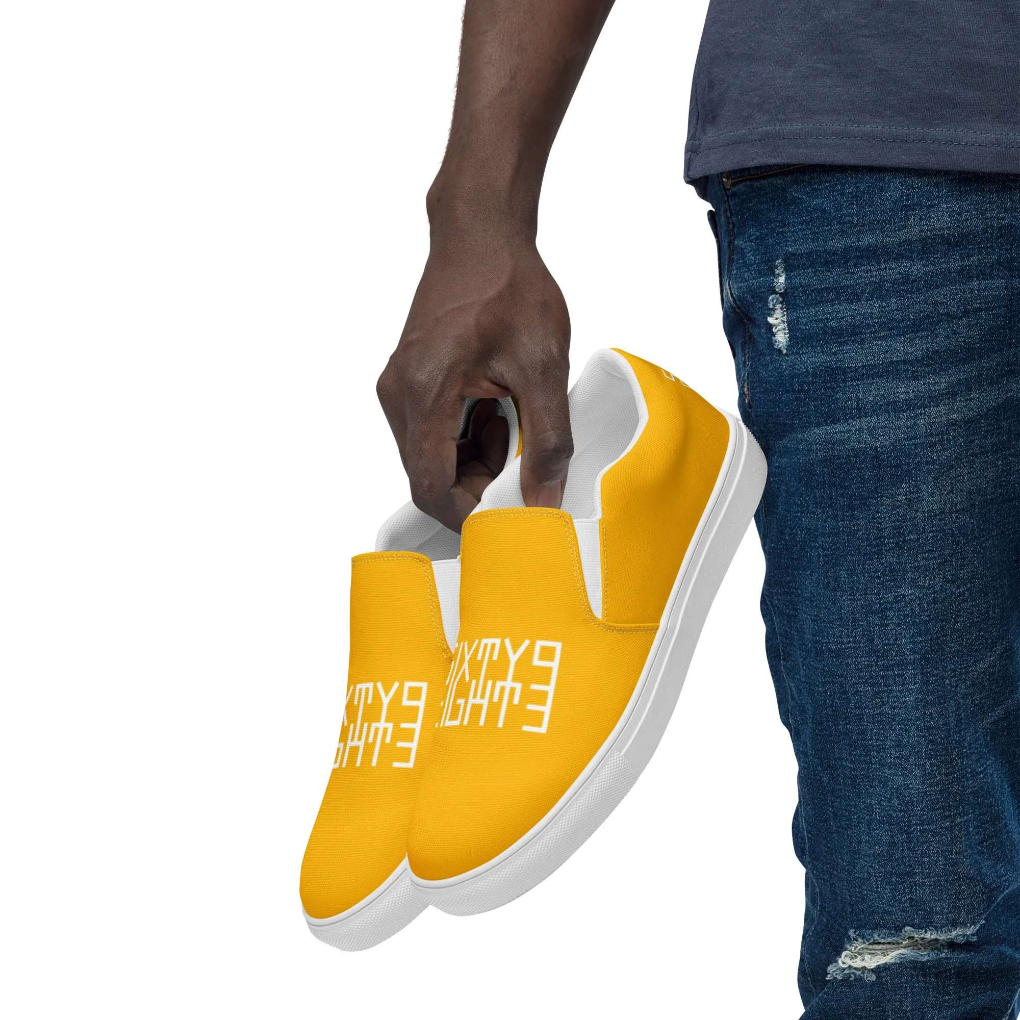Sixty Eight 93 Logo White & Orange Men's Slip On Shoes