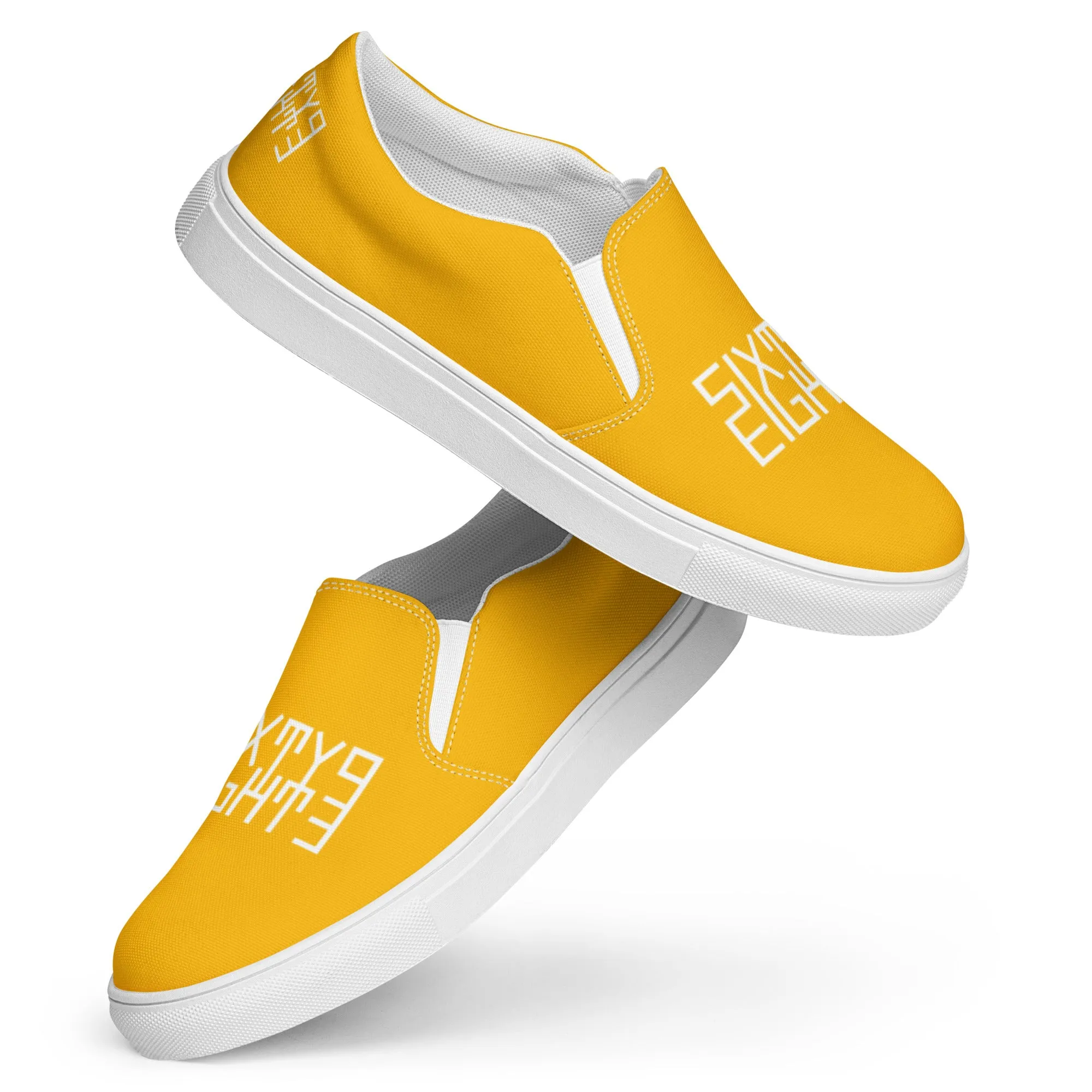 Sixty Eight 93 Logo White & Orange Men's Slip On Shoes