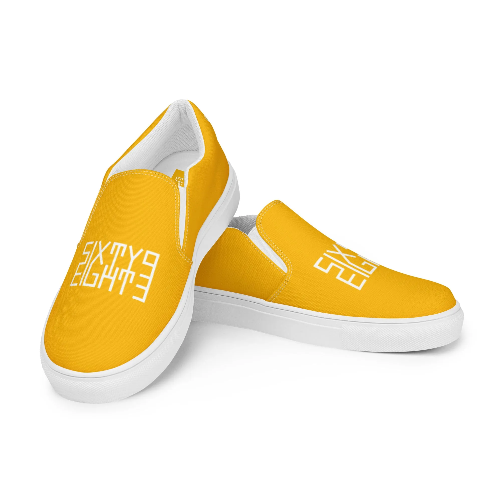 Sixty Eight 93 Logo White & Orange Men's Slip On Shoes