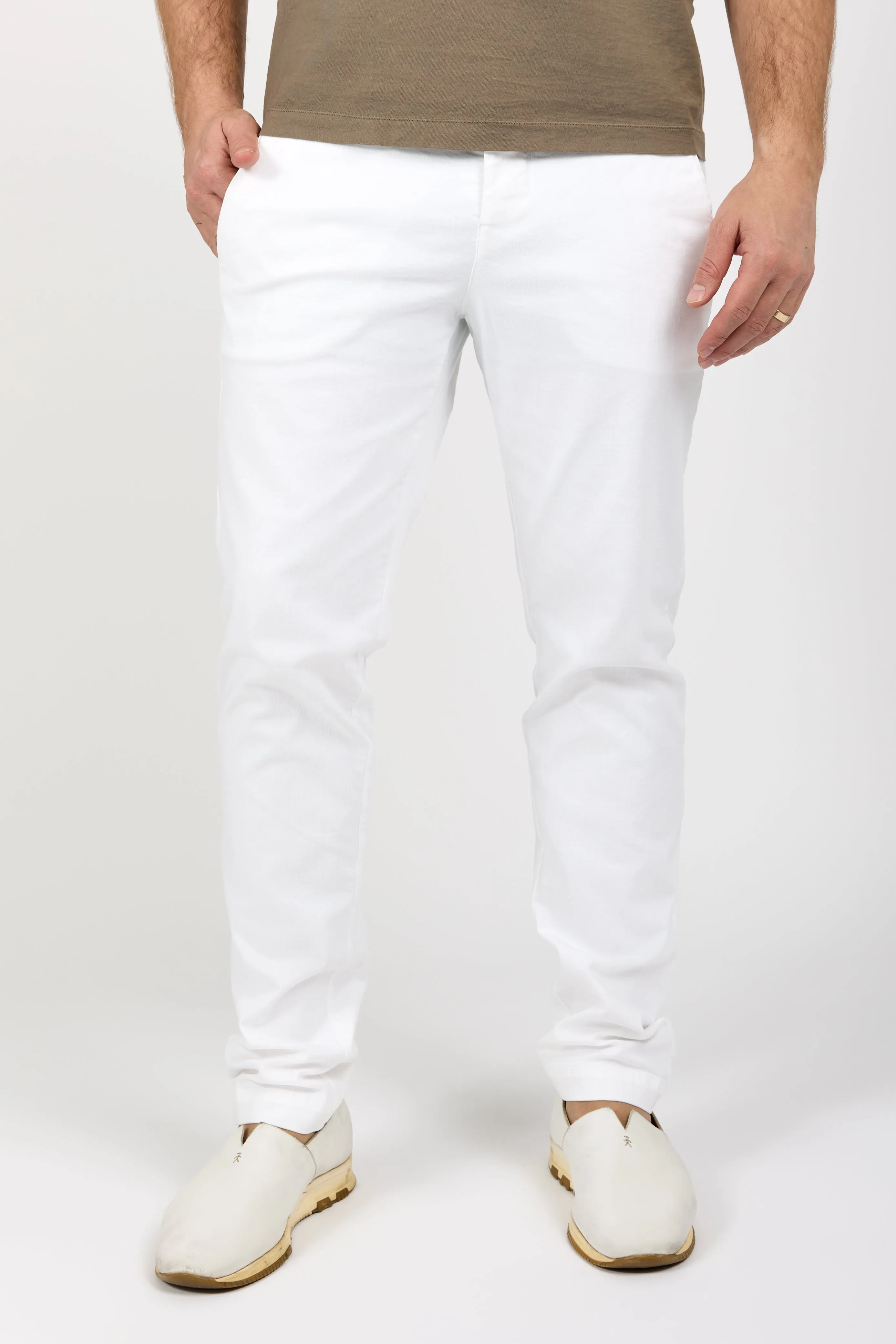 Stretch Cotton Chino Pant in Optical White