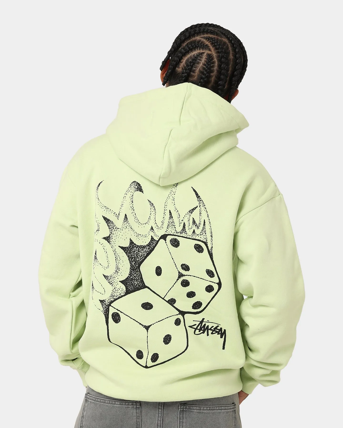 Stussy Fire Dice 50-50 Hoodie Light Green