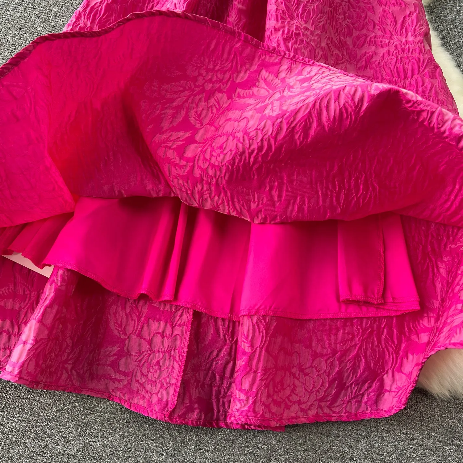 Textured Pattern Rose Red Slip Dress
