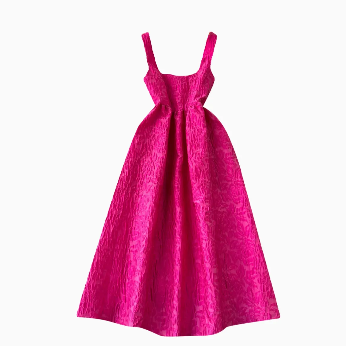 Textured Pattern Rose Red Slip Dress