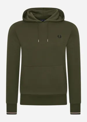 Tipped hooded sweatshirt - hunting green