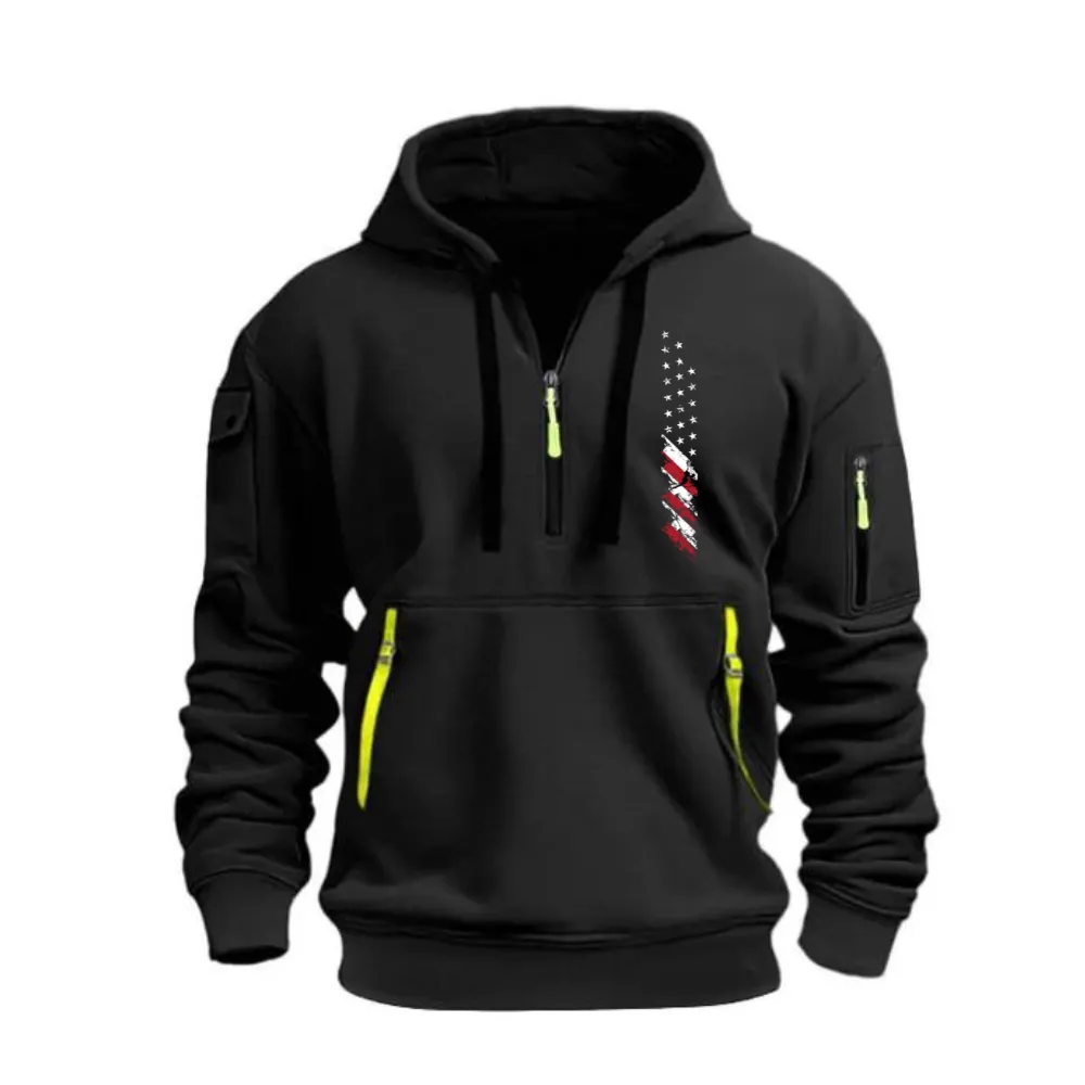 USA FLAG ARM POCKET ZIPPER HOODIE