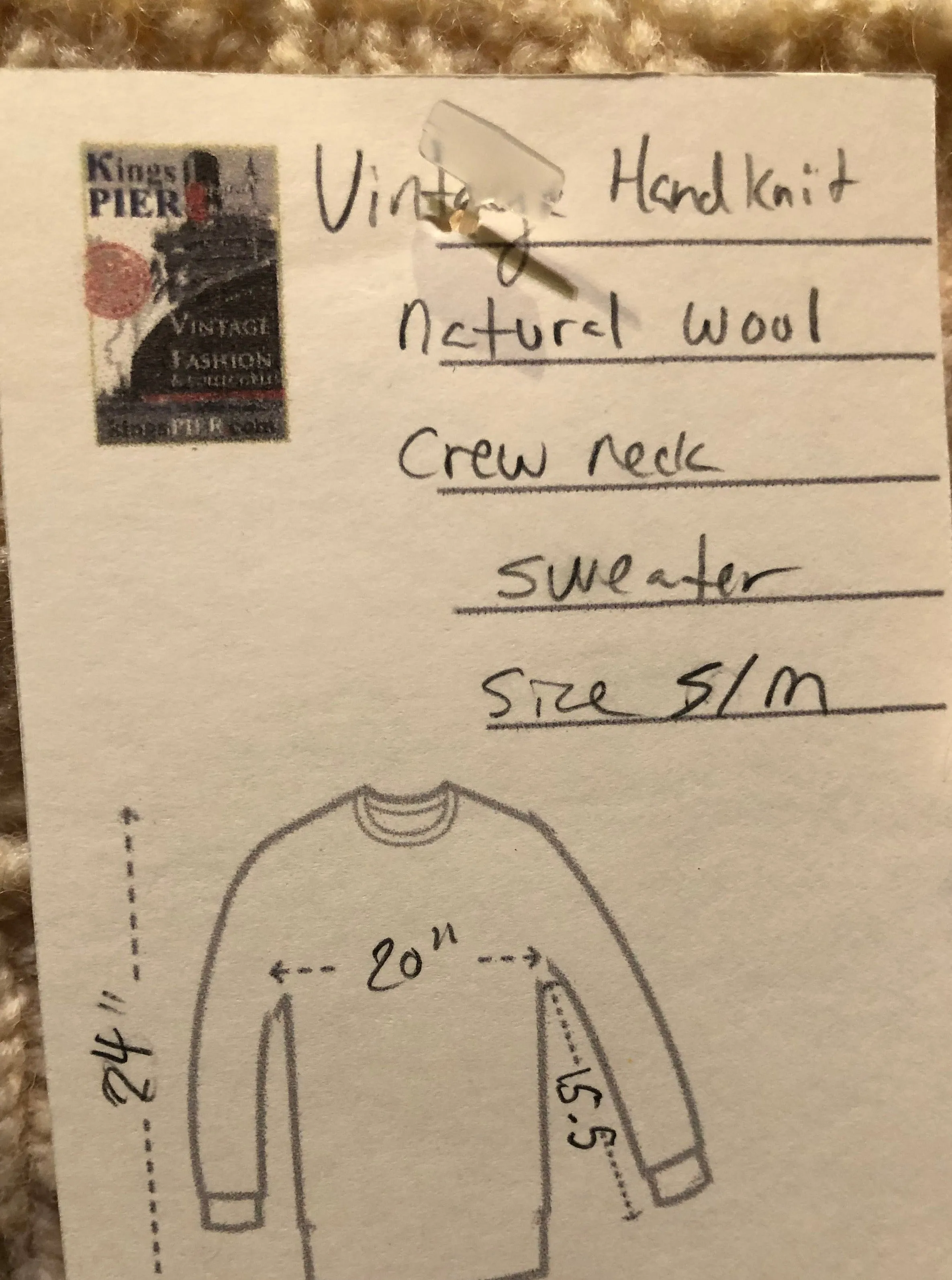 Vintage Hand-Knit Wool Crewneck Sweater