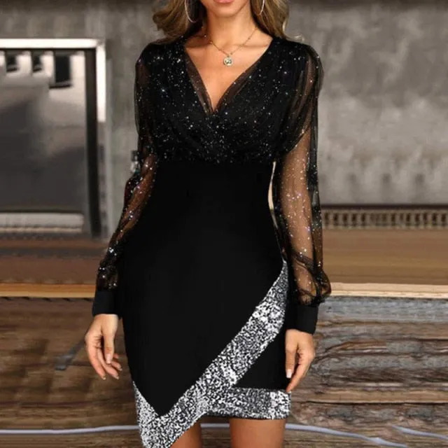 Vintage Lace-Up Belt Long Sleeve Dress