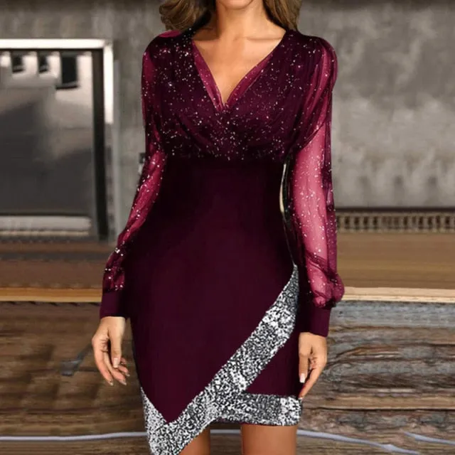 Vintage Lace-Up Belt Long Sleeve Dress