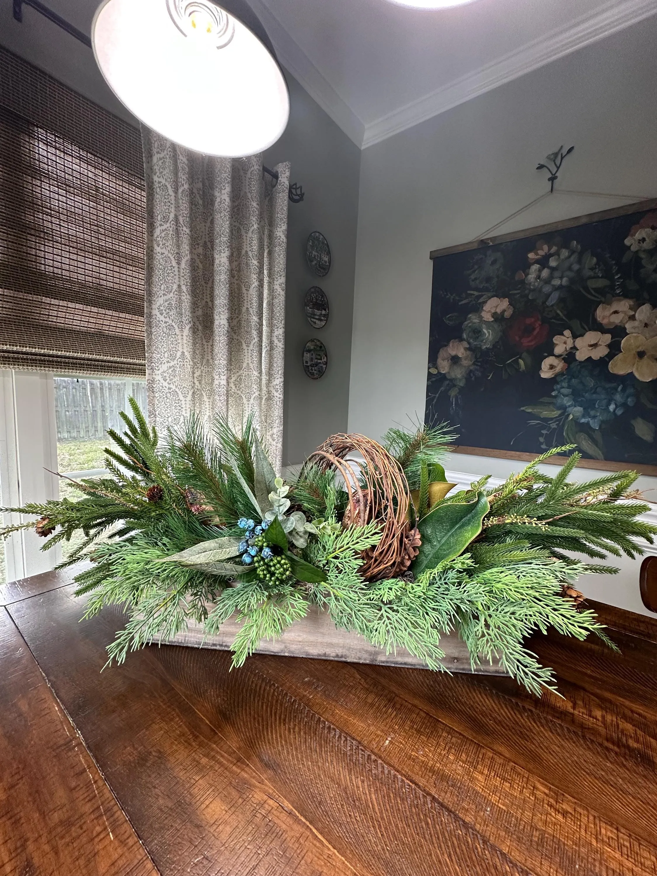 Winter Centerpiece with Rustic Wooden Box