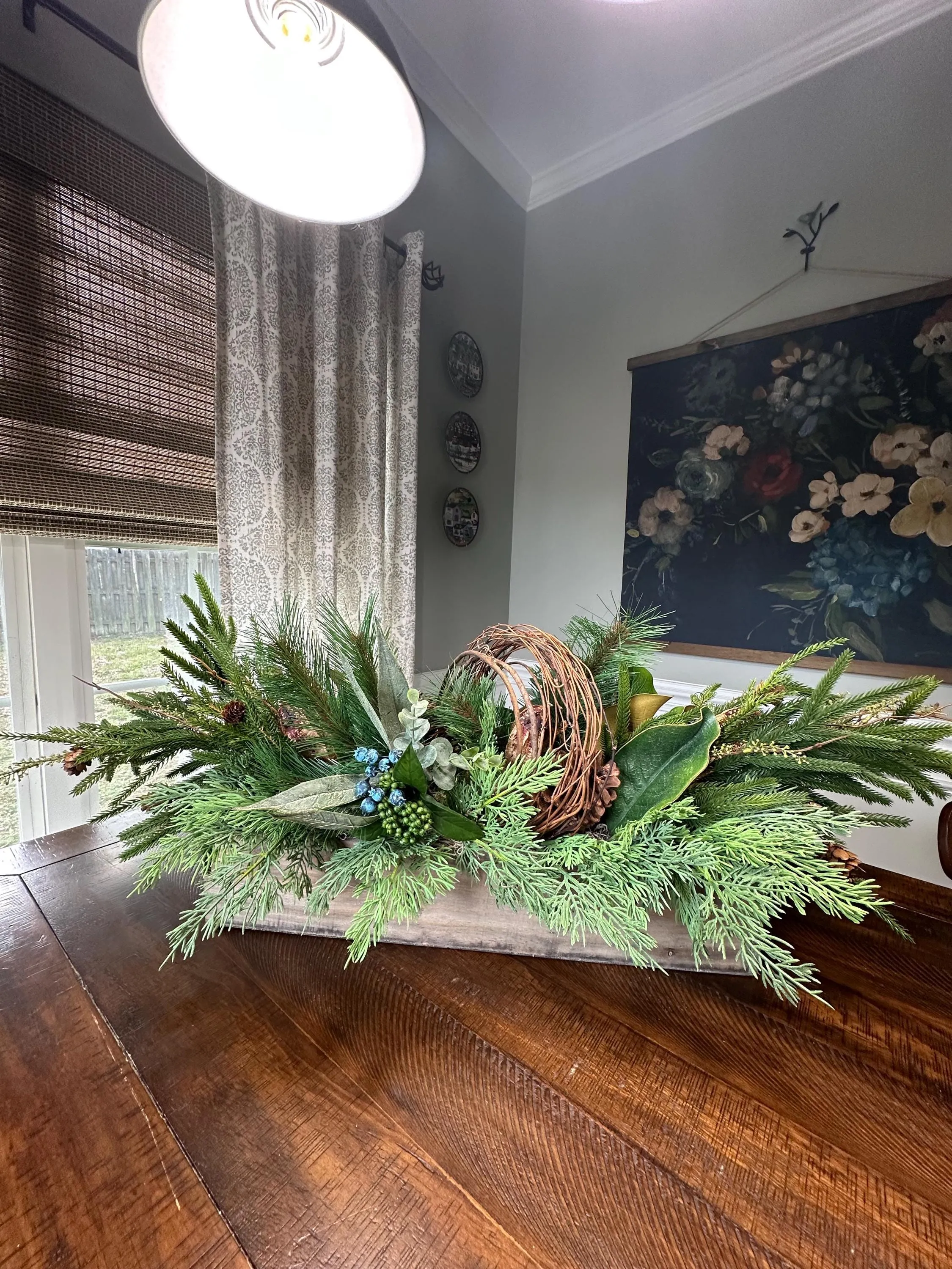 Winter Centerpiece with Rustic Wooden Box