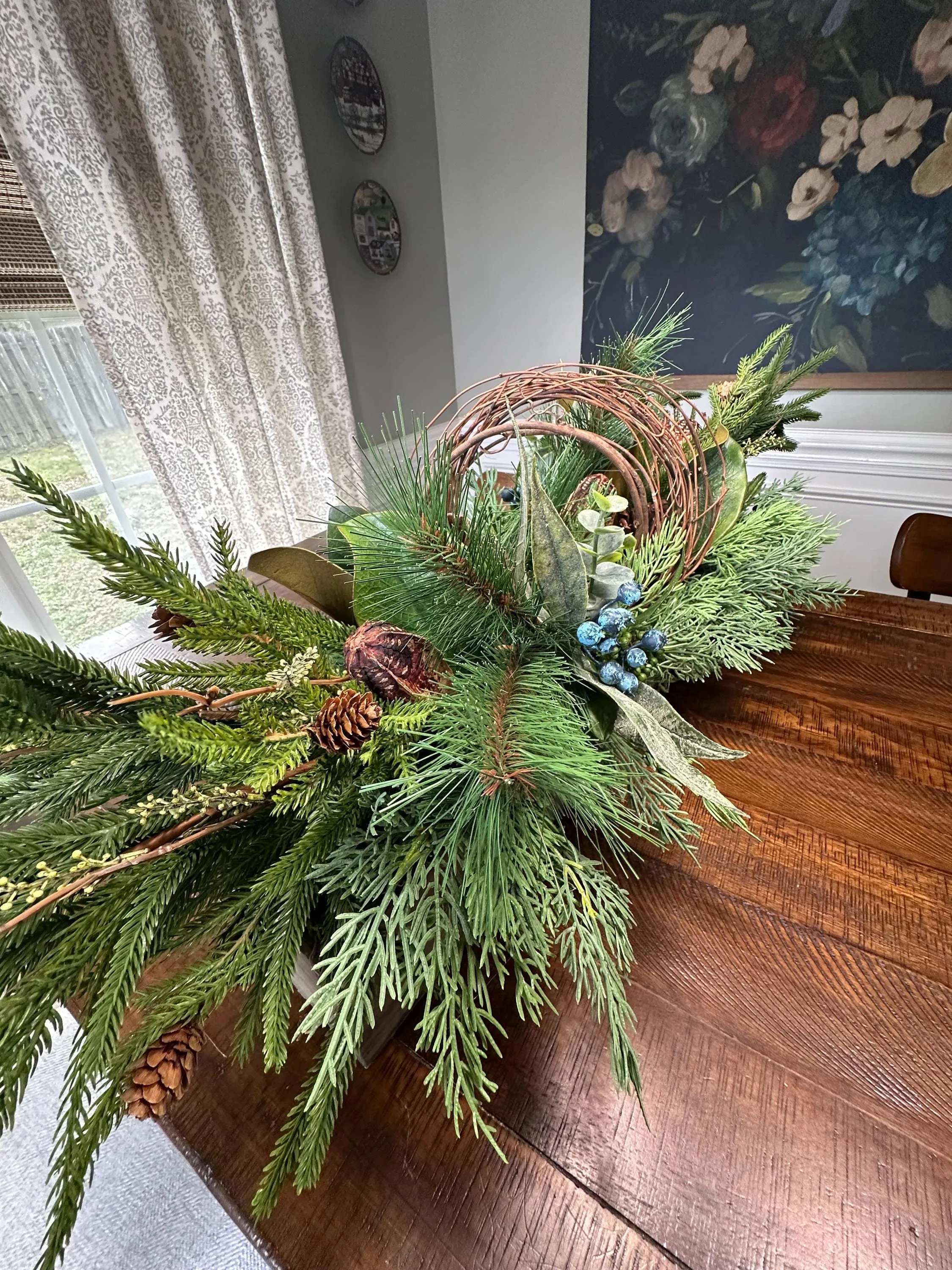 Winter Centerpiece with Rustic Wooden Box